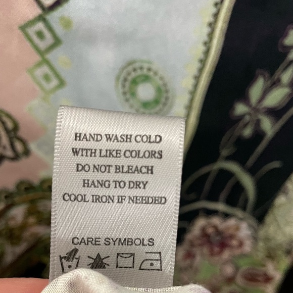 John • Mark Hand Printed Beaded V-Neck Art to Wear Tunic Size XL Pink Paisley l1 - Picture 9 of 10